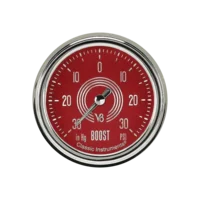 Classic Instruments® - V8 Red Steelie Series Boost/Vacuum Gauge, -30 in Hg +30 PSI