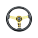 Wood Grain Steering Wheel 6 Bolts 1.5" Depth Dish Gold Chrome